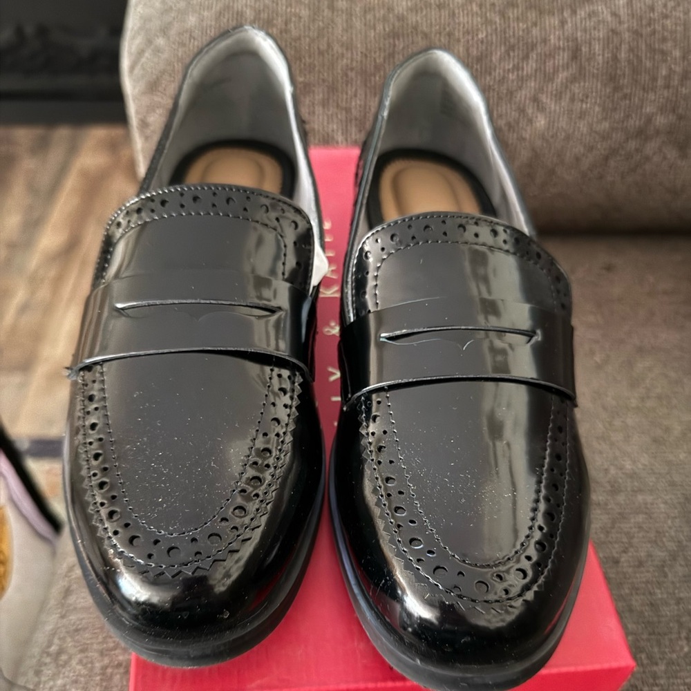 Kelly & Katie Black Patent Loafers